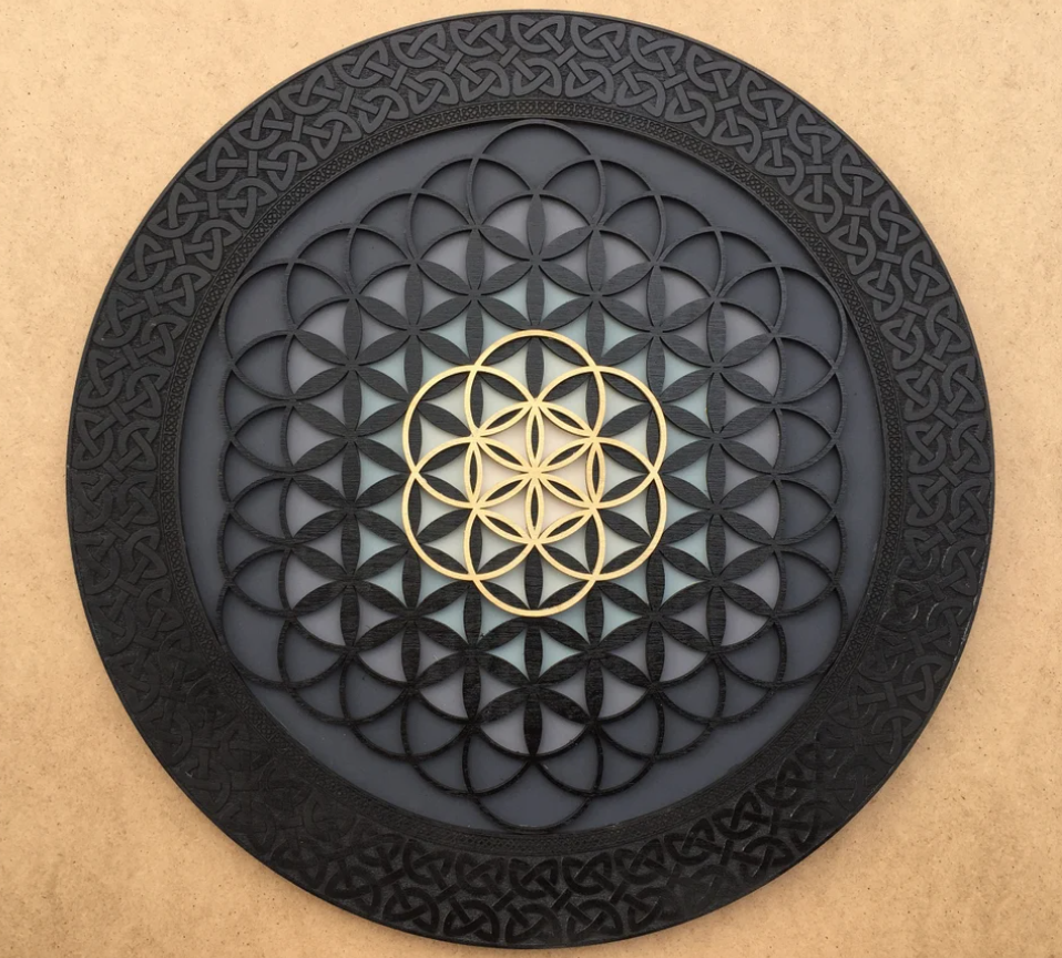 Mandala Geometría Sagrada Flor de la Vida Negro