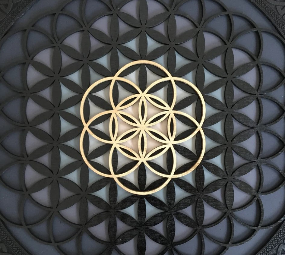 Mandala Geometría Sagrada Flor de la Vida Negro