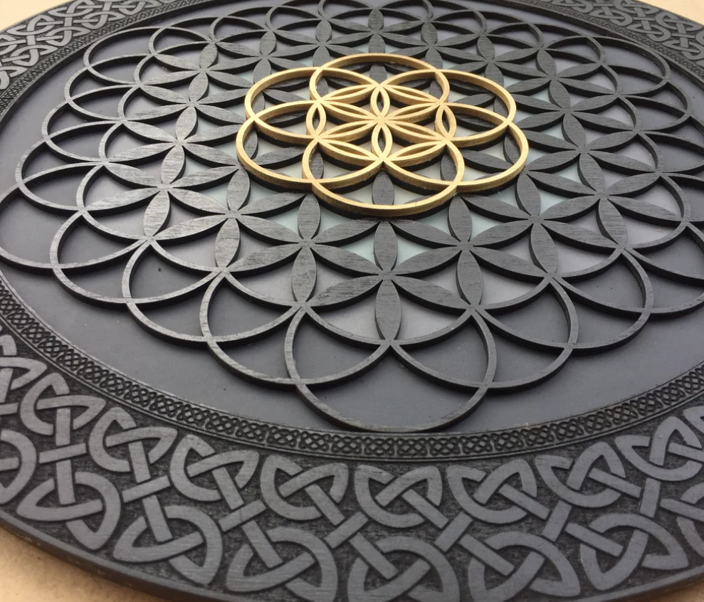 Mandala Geometría Sagrada Flor de la Vida Negro